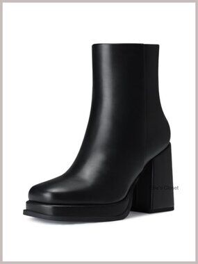 Chunky High Heel Ankle Boots with Platform Block Heel - Fall Winter Shoes